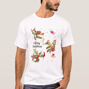 Camiseta Feliz Natal Tartaruga Crianças Meninas Tartarugas
