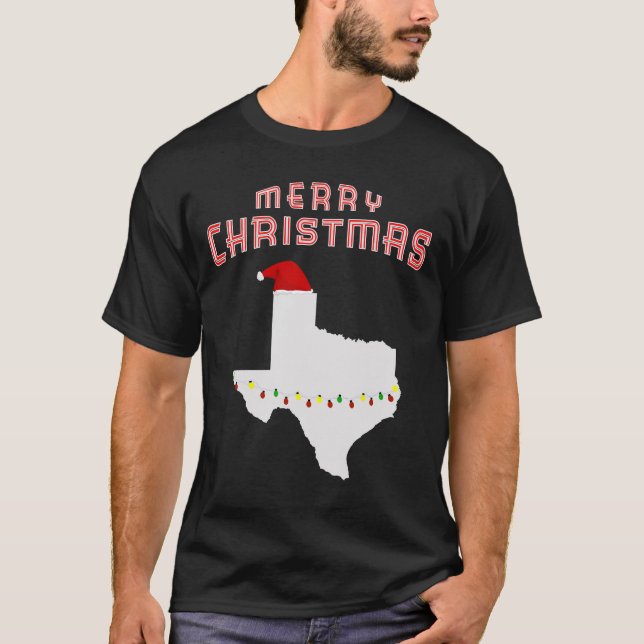Camiseta Feliz Natal Texas com o presente do pijama do (Frente)