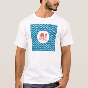 Camiseta Feliz Natal Textura Azul Sem Olhos