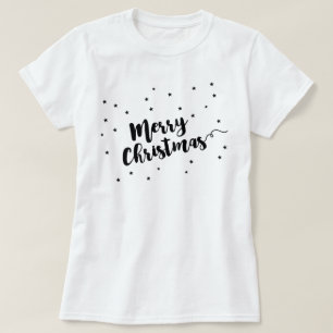 Camiseta Feliz Natal - tipografia e estrelas do roteiro