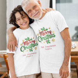 Camiseta Feliz Natal Tipografia Moderna Correspondência Fam