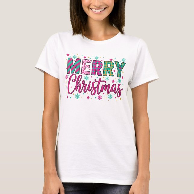 Camiseta Feliz Natal – Tipografia Ousada de Férias (Frente)