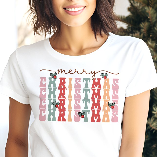 Camiseta Feliz Natal Tipografia Retro Feriado (Criador carregado)
