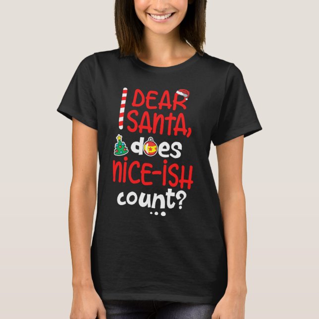 Camiseta Feliz Natal travesso Caros Papais noeis Faz Bons B (Frente)