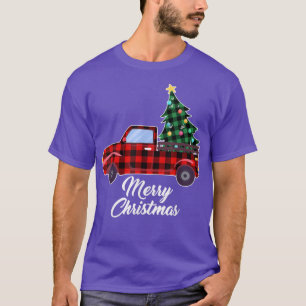 Camiseta Feliz Natal Tree Buffalo Xadrez Red Truck