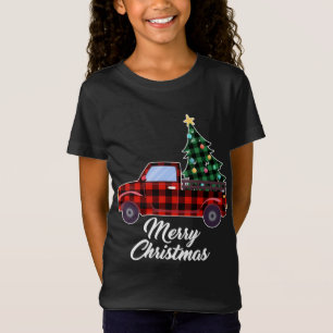 Camiseta Feliz Natal Tree Buffalo Xadrez Red Truck