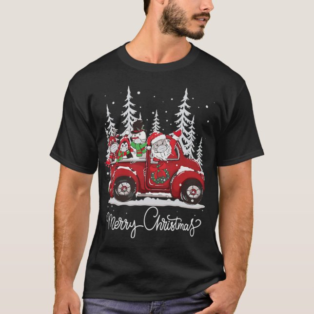 Camiseta Feliz Natal Tree Buffalo Xadrez Red Truck Engraçad (Frente)