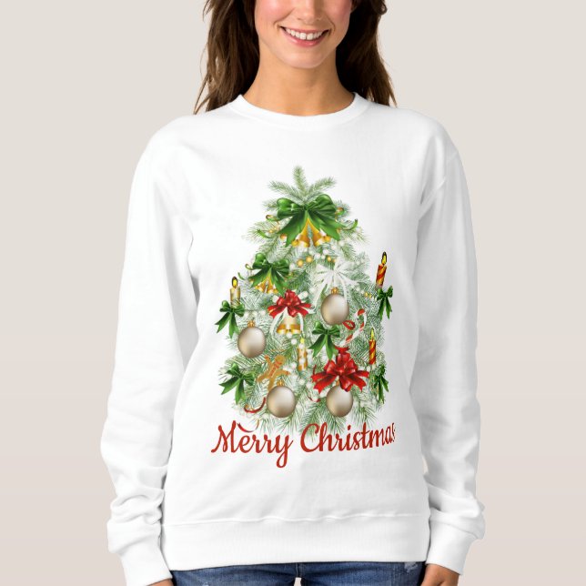 Camiseta Feliz Natal Tree Holiday Sweatshirt (Frente)