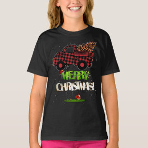 Camiseta Feliz Natal Tree Red Xadrez De Búfalo