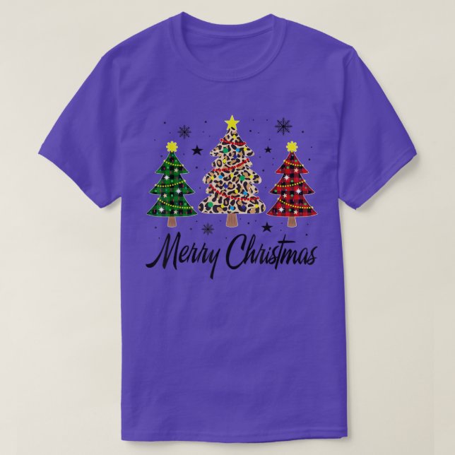 Camiseta Feliz Natal Tree Red Xadrez De Búfalo Para M (Frente do Design)