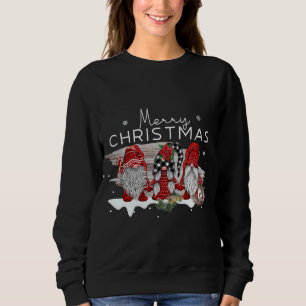 Camiseta Feliz Natal Três Gnomos Em Buffalo Xadrez Chri