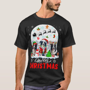 Camiseta Feliz Natal Três Papai Noel Elfo Rena Borda