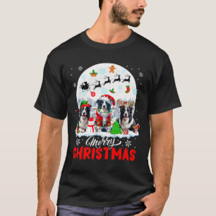 Camiseta Feliz Natal Três Papais noeis Elf Reindeer Border