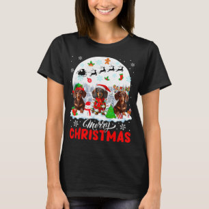 Camiseta Feliz Natal Três Papais noeis Elf Reindeer Dachshu