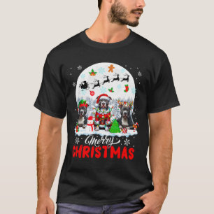 Camiseta Feliz Natal Três Papais noeis Elf Reindeer Pit Bul