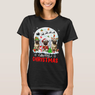Camiseta Feliz Natal Três Papais noeis Elf Reindeer Pugs Ow