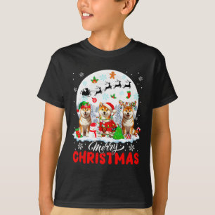 Camiseta Feliz Natal Três Papais noeis Elf Reindeer Shiba I