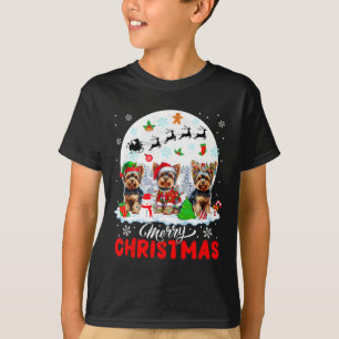 Camiseta Feliz Natal Três Papais noeis Elf Reindeer Yorkshi