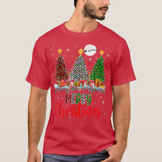 Camiseta Feliz Natal Três Xadrezes Luzes de Natal