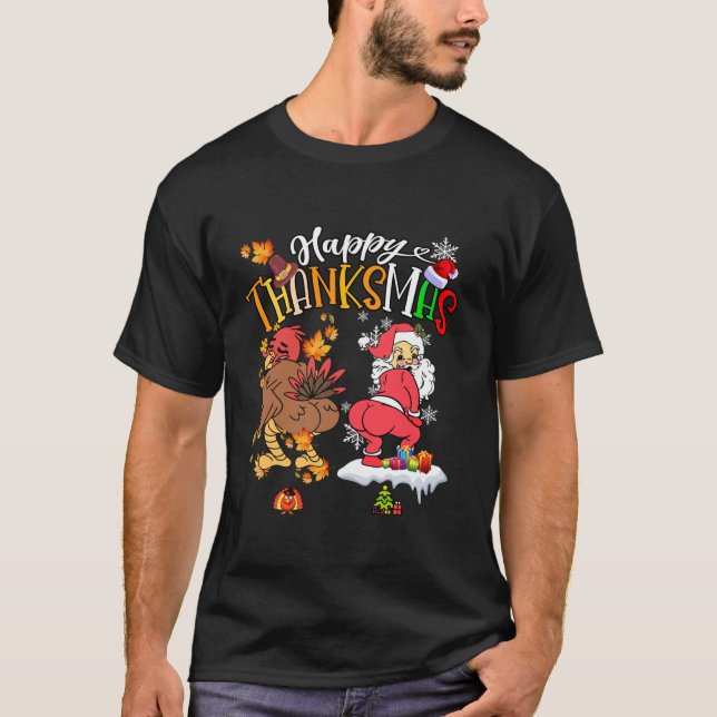 Camiseta Feliz Natal Turquia Papai Noel Dia de Ação de Graç (Frente)