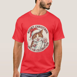 Camiseta Feliz Natal, Um Gato De Celebração