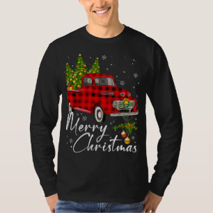 Camiseta Feliz Natal Vagão de Vintage Red Truck Fam