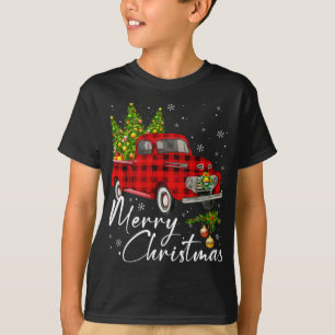 Camiseta Feliz Natal Vagão de Vintage Red Truck Fam