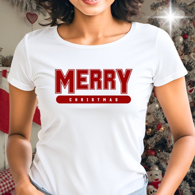 Camiseta Feliz Natal - Vermelho Varsity (Criador carregado)