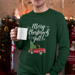 Camiseta Feliz Natal Vintage Caminhão Verde M<br><div class="desc">Feliz Natal Y'all - Watercolor Vintage Red Truck com Camiseta de Palha de Natal de Masculino</div>