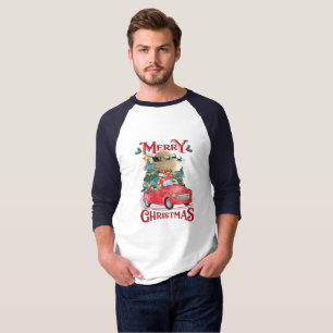 Camiseta Feliz Natal Vintage Red Papais noeis Caminhão