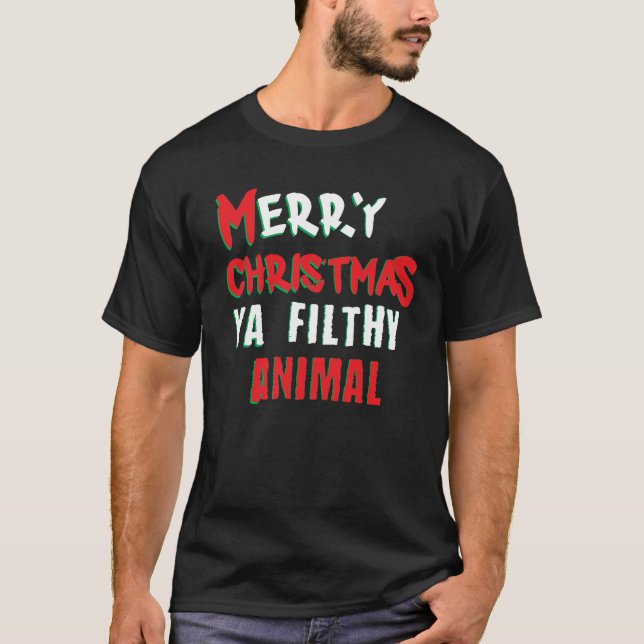Camiseta Feliz Natal você Xmas engraçado animal sujo do (Frente)