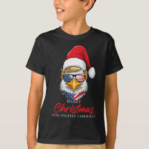 Camiseta Feliz Natal, Vocês Liberais Imundos Águia Trump Pa