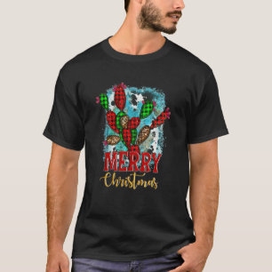 Camiseta Feliz Natal Western Buffalo Xadrez Cactus Sweat