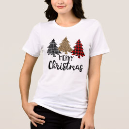 Camiseta Feliz Natal Xadrez Árvores de Natal