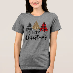 Camiseta Feliz Natal Xadrez Árvores de Natal
