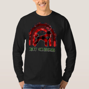 Camiseta Feliz Natal Xadrez Engraçado Cachorro de Poodle