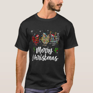 Camiseta Feliz Natal Xadrez Leopard Luzes de frango Papais
