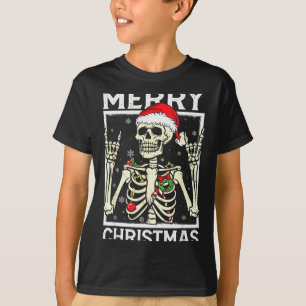 Camiseta Feliz Natal Xmas Caveira Esqueleto Divertido Homen
