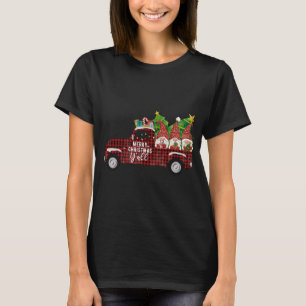 Camiseta Feliz Natal Y Todos Retro Gnomos Caminhão Vermelho