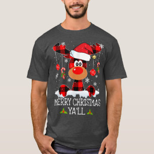 Camiseta Feliz Natal Ya ll Buffalo Red Xadrez Reindeer S