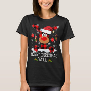 Camiseta Feliz Natal Ya ll Buffalo Red Xadrez Reindeer S