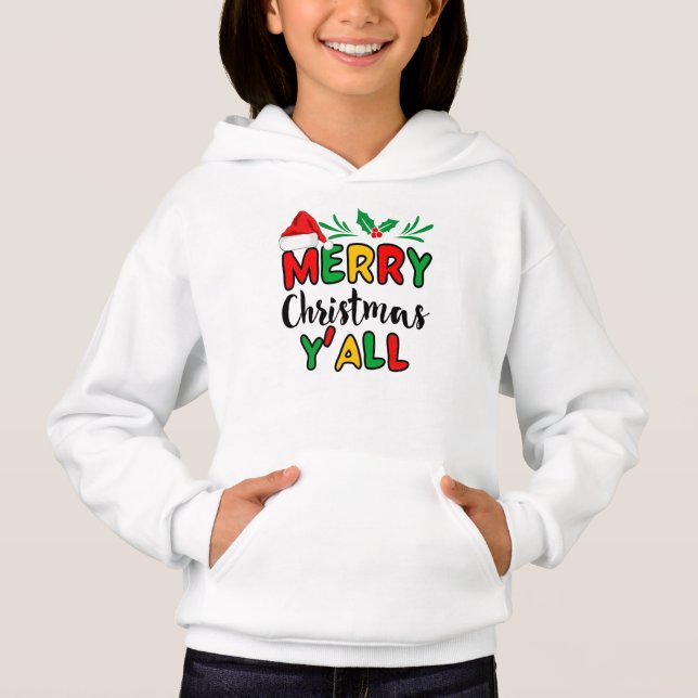 Camiseta Feliz Natal Y'all Hoodie (Frente)