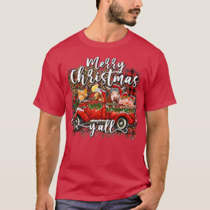 Camiseta Feliz Natal Yall Papais noeis Animais Fazendas Cam