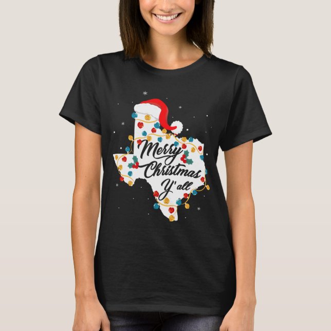 Camiseta Feliz Natal YAll Texas State Texan Holiday (Frente)
