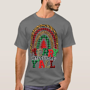 Camiseta Feliz Natal Yall Tree Buffalo Xadrez Family Mat