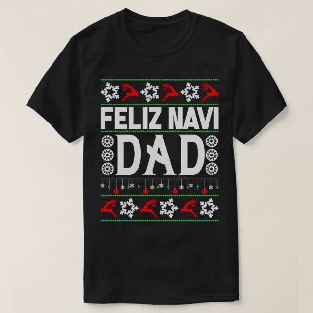 Camiseta Feliz Navi Pai-Navidad Ugly Christmas Sweater (Frente do Design)