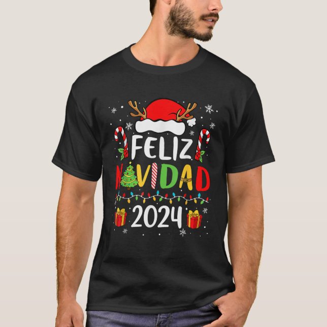 Camiseta Feliz Navidad 2024 Matching Family Christm espanho (Frente)