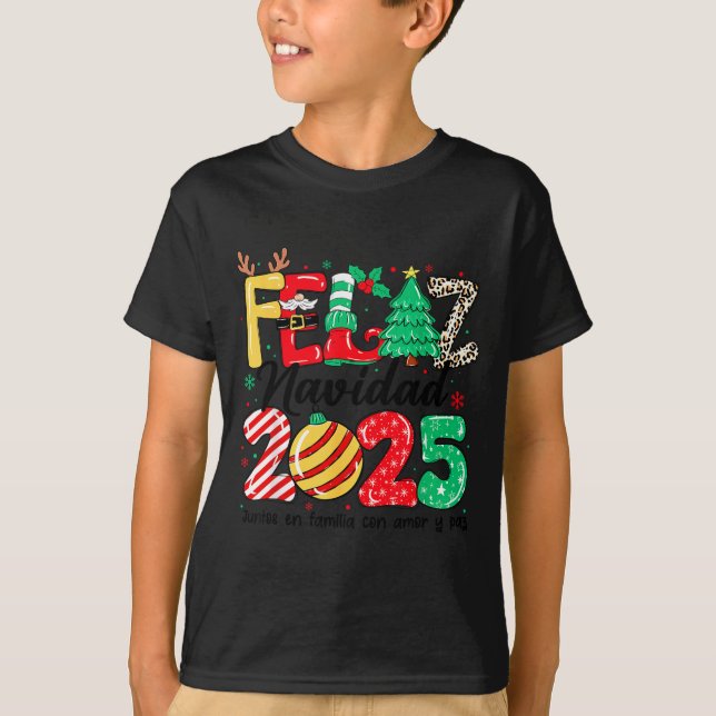 Camiseta Feliz Navidad 2025 Spanish Christmas Mexican Famil (Frente)