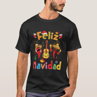 Camiseta Feliz Navidad Festa Mexicana Guitarra Pimenta Quen