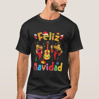 Camiseta Feliz Navidad Mexicana Fiesta Hot Pepper Guitar Xm